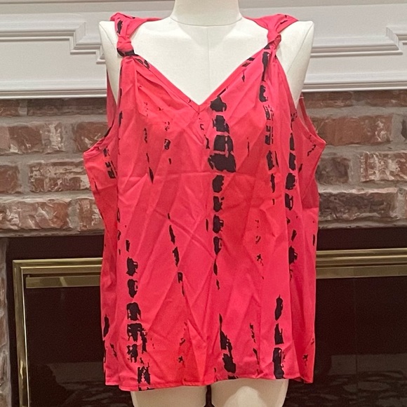 Greathe Tops - Greathe tie dyed pink and black knotted shoulder tank top / L / NWOT